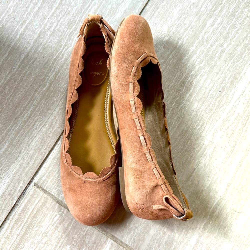 Jack Rogers ballet flats lucie suede 6.5 champagne EUC
